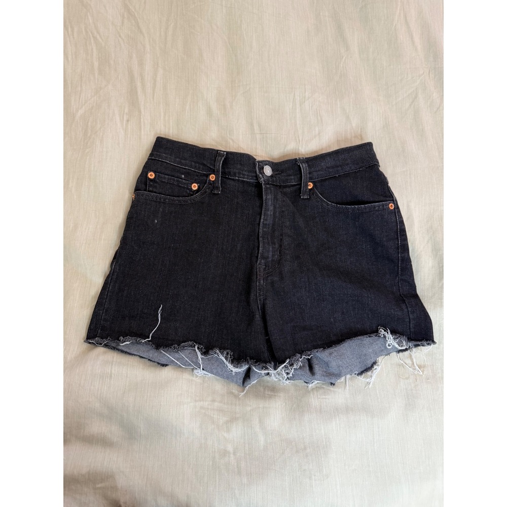Levi's‎ High Rise Black Denim Shorts Cutoff Raw Hem Size 29